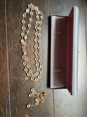 Swarovski Crystal Gold Tone Necklace & Clip Earrings Set